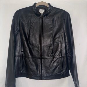 LOFT Women's Classic Black Leather Jacket